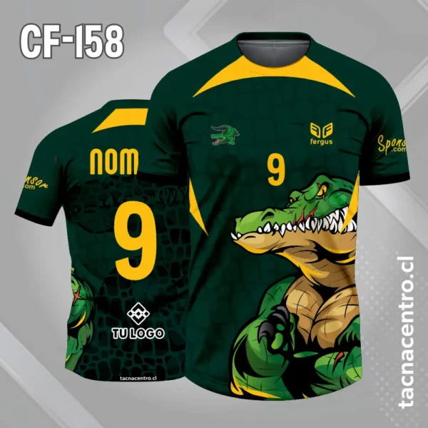 Camiseta de Futbol Cocodrilo Verde y Amarillo 1 Camiseta de Futbol Cocodrilo Verde y Amarillo