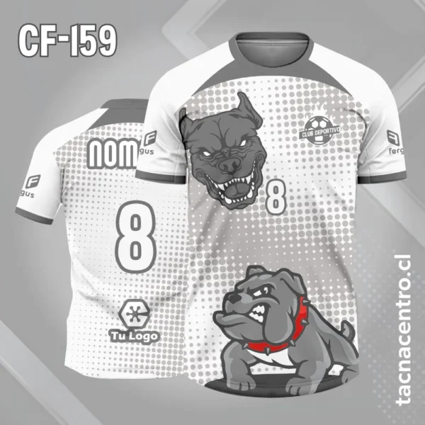 Camiseta de Futbol Perro Rojo Negro 3 Camiseta de Futbol Perro blanco gris