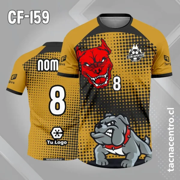 Camiseta de Futbol Perro Rojo Negro 4 Camiseta de Futbol Perro dorado negro