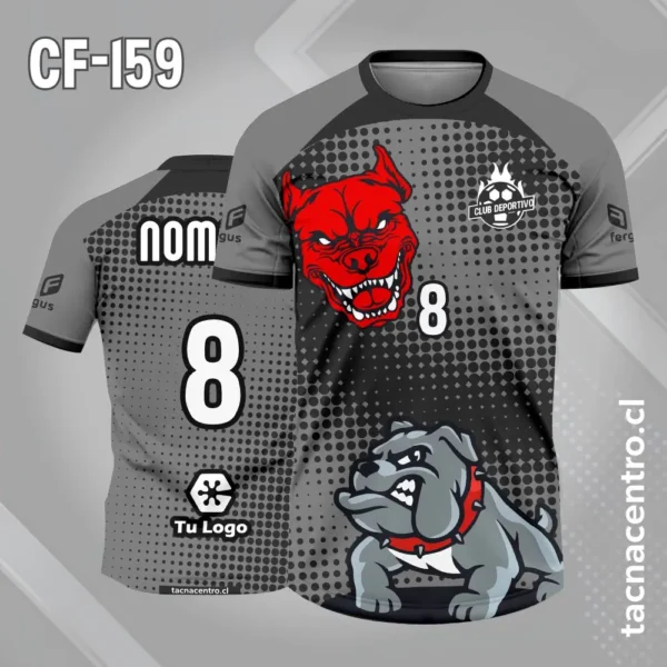 Camiseta de Futbol Perro Rojo Negro 5 Camiseta de Futbol Perro gris