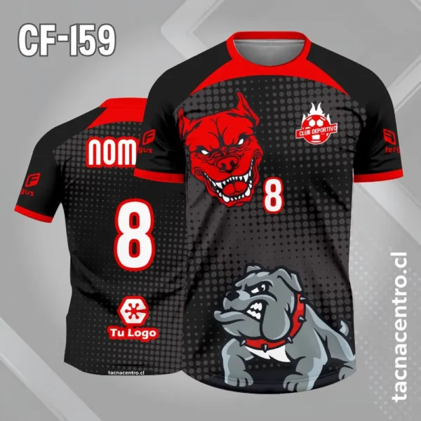 Camiseta de Futbol Perro Rojo Negro 1 Camiseta de Futbol Perro Rojo Negro