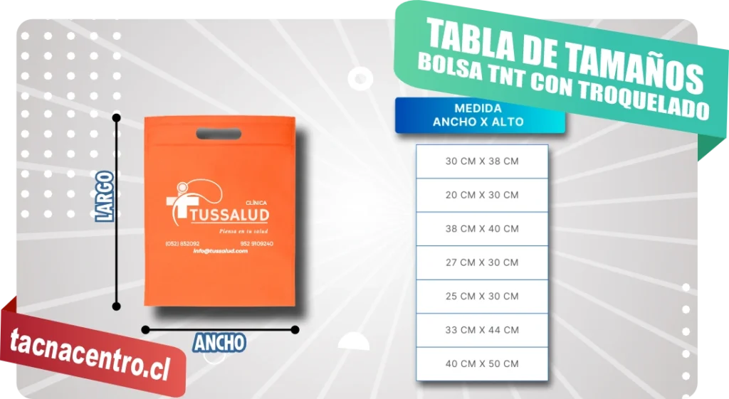 bolsa tnt con asa troquelada tamaños disponibles venta por mayor chile