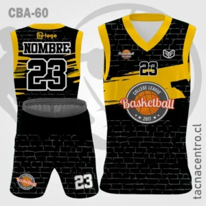 Camisetas de Basketball negro ladrillos manga amarillo