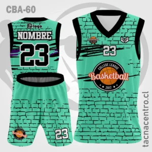 Camiseta de Basketball turquesa ladrillos manga negra