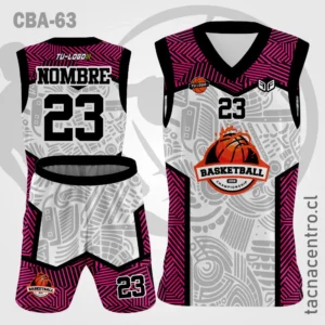 Camiseta de Basketball Guinda Blanco mangas negras