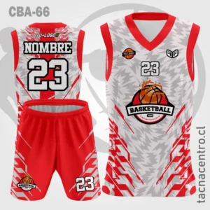Camiseta de Basketball Blanco figuras Mangas Rojas