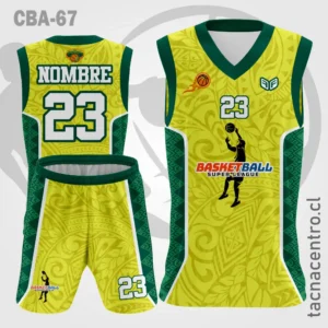 Camisetas de Basketball amarillo Figuras Mangas verde