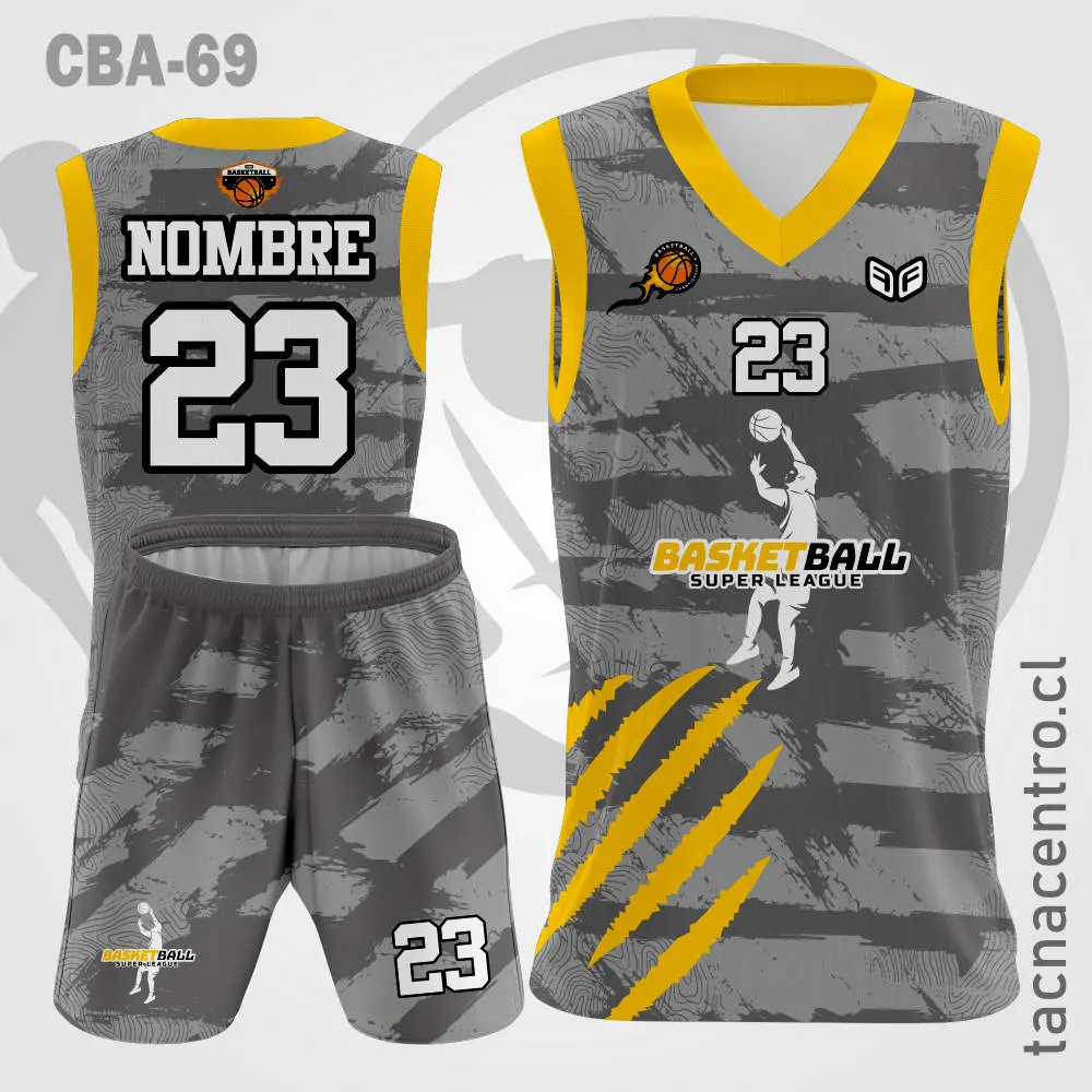 Camiseta de Basketball Gris con garras amarillas