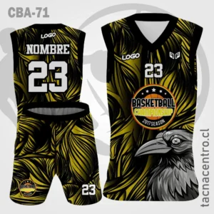 Camisetas de Basketball Cuervo gris negro amarillo