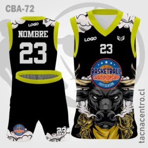 Camisetas de Basketball negra con Cabeza de Toro