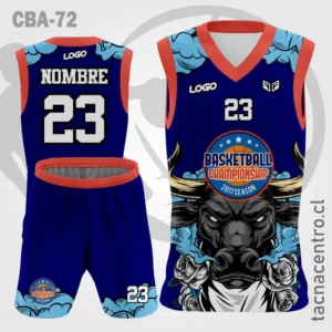 Camisetas de Basketball azul con Cabeza de Toro
