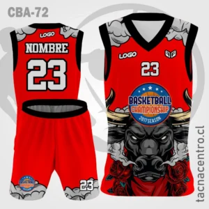 Camiseta de Basketball Roja con Cabeza de Toro