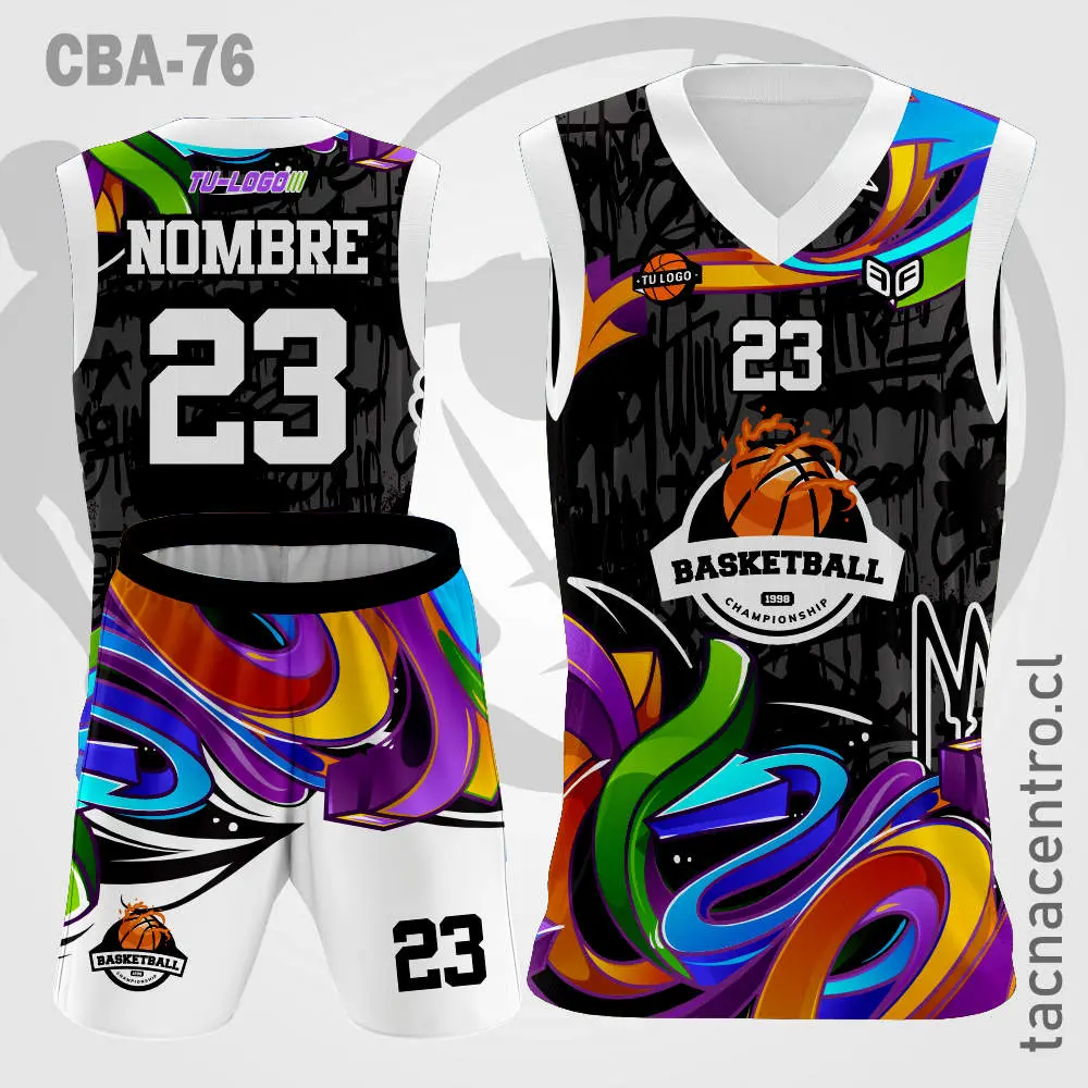 Camiseta de Basketball negra con flechas de colores Tacna Centro