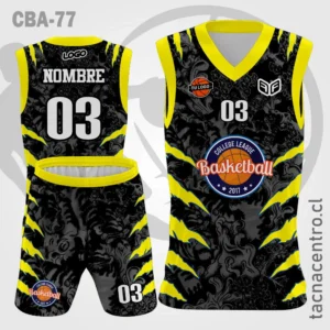 Camiseta de Basketball Negra con garras de color amarillo