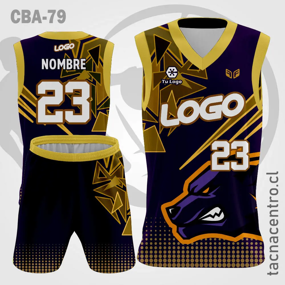 Camiseta de Basketball Negra amarilla cabeza de lobo