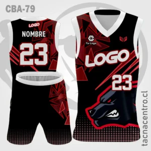 Camisetas de Basketball Negra roja cabeza de lobo