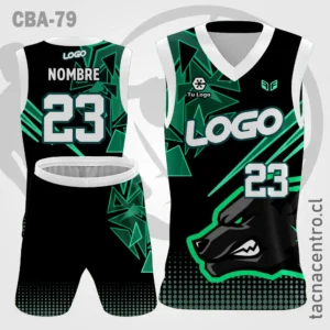 Camisetas de Basketball Negra verde cabeza de lobo