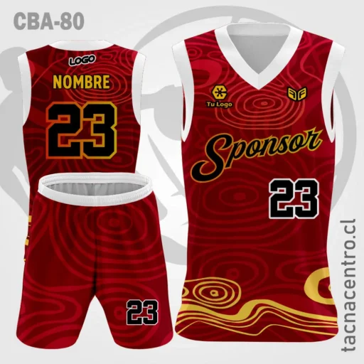 Camiseta de Basketball Rojo con Rayas mangas blancas