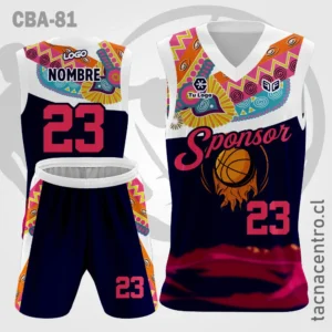 Camisetas de Basketball negra con Figuras de colores