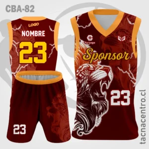 Camisetas de Basketball rojo con amarillo cabeza de leon