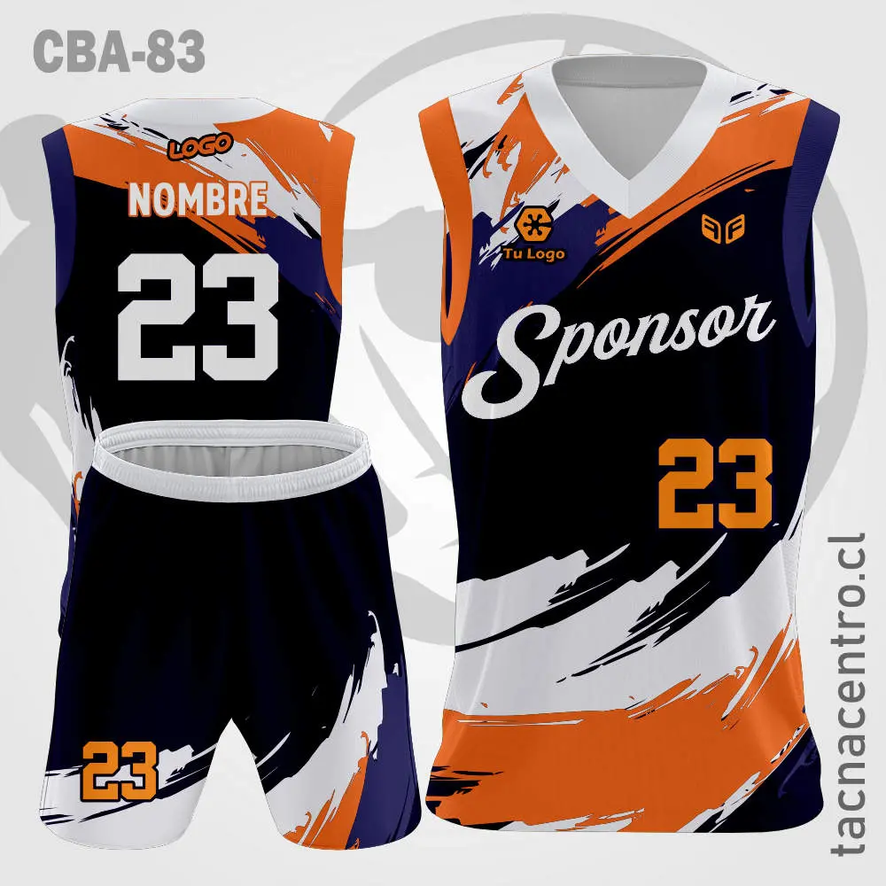 Camiseta de Basketball Negra con blanco y naranja