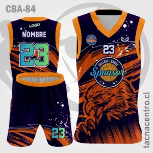 Camisetas de Basketball Negra Cabeza de Aguila naranja
