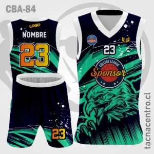 Camiseta de Basketball Negra Cabeza de Aguila verde