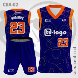 Camiseta de Basketball azul con Mangas naranjas