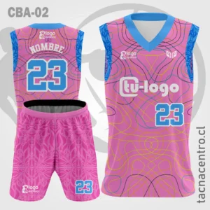 Camiseta de Basketball rosada con Mangas celestes
