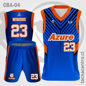 Camisetas de Basketball Azul con Rayas mangas naranjas