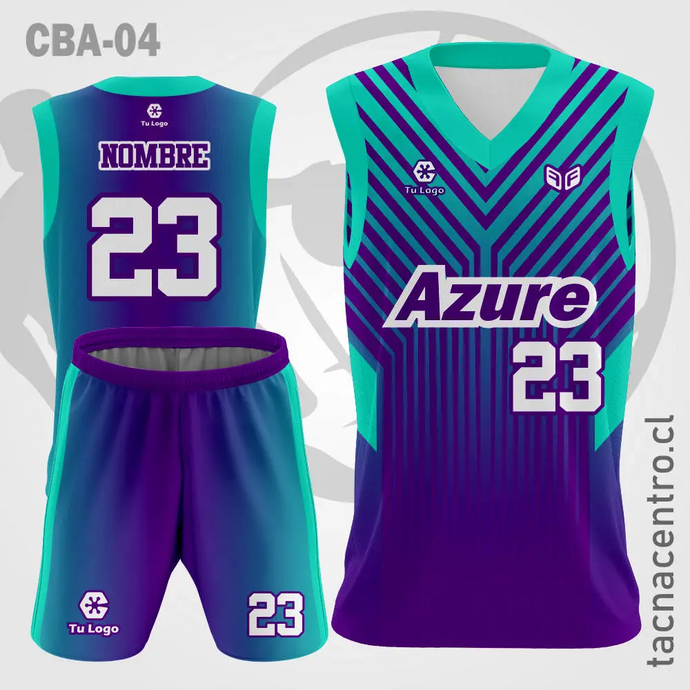 Camiseta de Basketball Azul con Rayas Turquesa