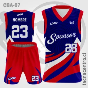 Camisetas de Basketball azul con linea roja y blanca