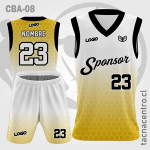 Camisetas de Basketball blanca amarilla con mangas negras