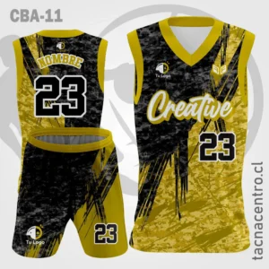 Camisetas de Basketball negra con amarillo y short