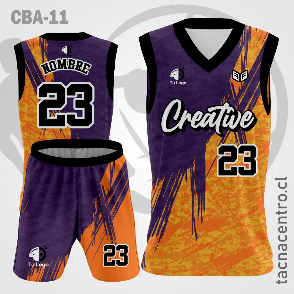 Camiseta de Basketball Morado con Naranja