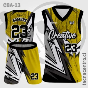 Camisetas de Basketball amarillo con rayos blancos y negros