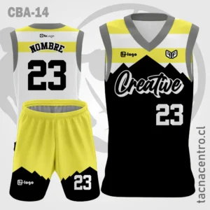 Camisetas de Basketball amarillo negro con mangas grises