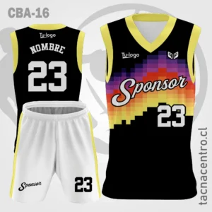 Camisetas de Basketball negra con colores en el pecho