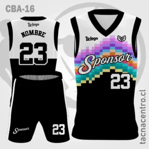 Camiseta de Basketball Blanco y negro con colores