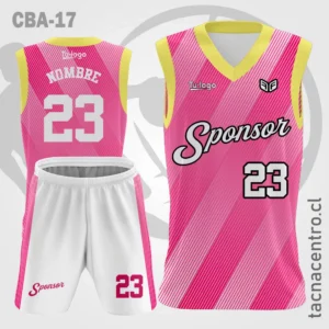 Camisetas de Basketball rosado con mangas amarillas