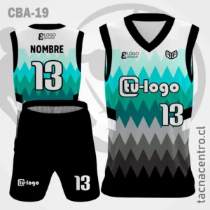 Camiseta de Basketball Blanco Turquesa Negro