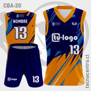Camisetas de Basketball azul anaranjado con mangas naranjas
