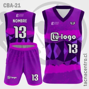 Camiseta de Basketball Morado Lila Mangas Negras