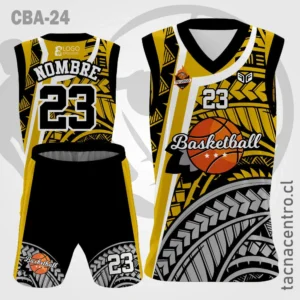 Camiseta de Basketball Negro Dorado Gris y Blanco