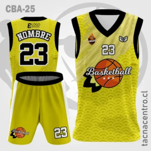 Camisetas de Basketball amarillo con diseños y mangas negras