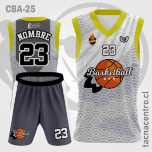 Camisetas de Basketball gris con figuras con mangas amarillas