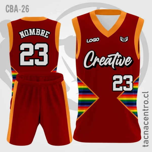 Camiseta de Basketball Guinda mangas naranjas 1 Camiseta de Basketball Guinda mangas naranjas