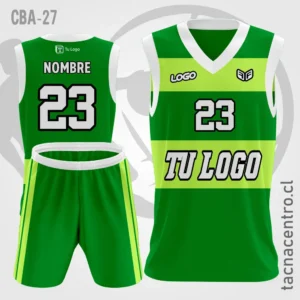 Camiseta de Basketball Verde mangas Blancas