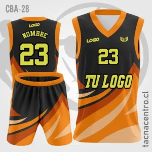 Camisetas de Basketball negro con rayas naranjas con mangas naranjas