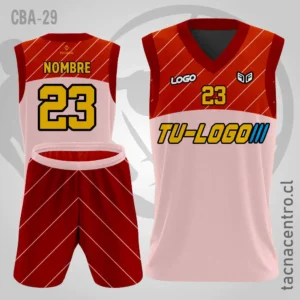 Camisetas de Basketball rojo rosado con mangas rojas